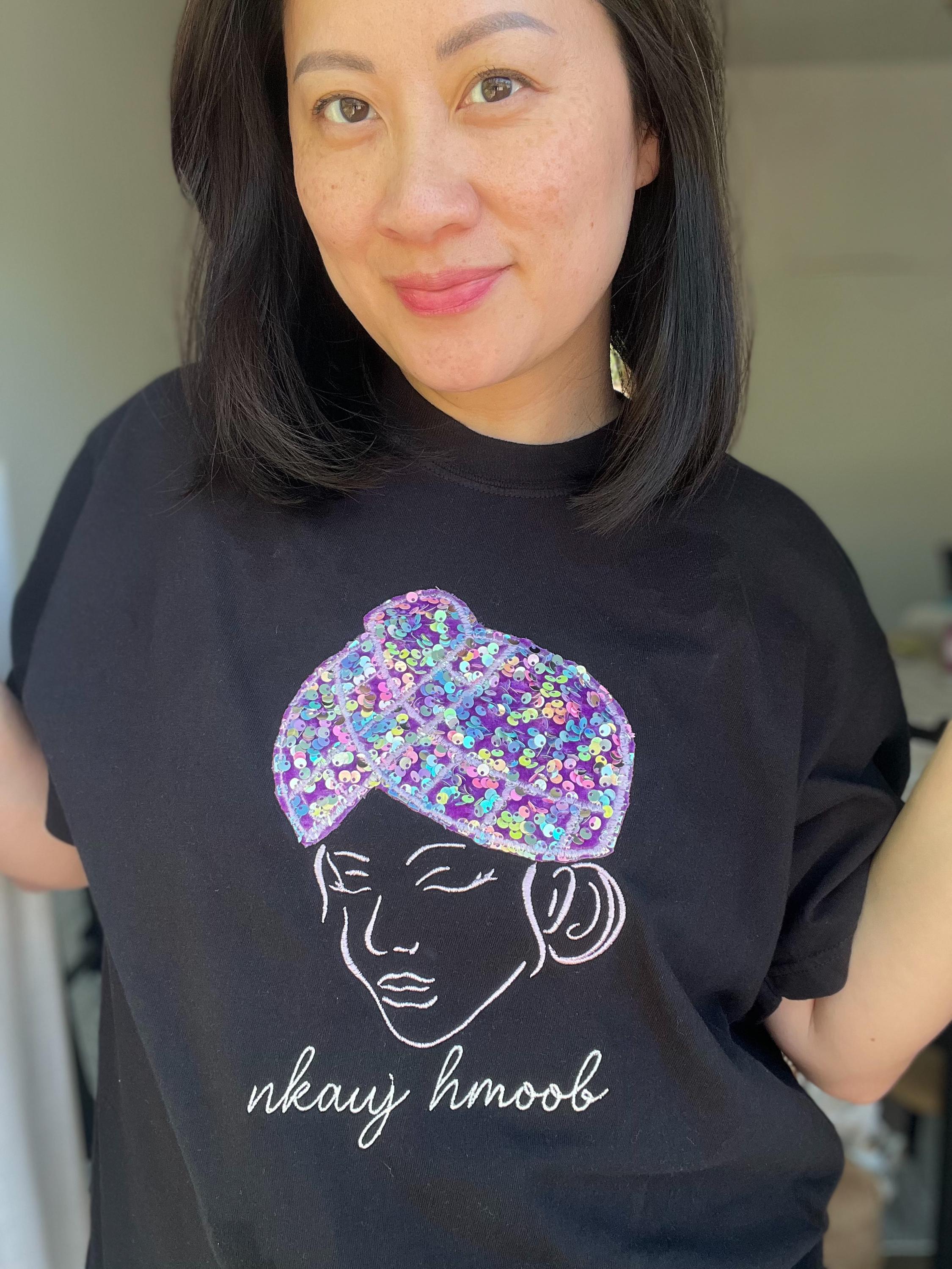 Hmong Girl Purple Sequin T-shirt