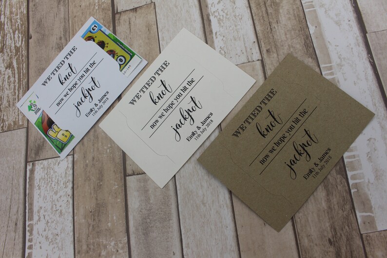 personalised wedding favour scratch card or lottery ticket