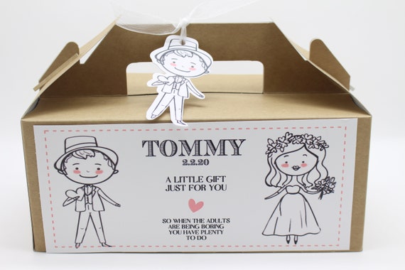 Details about  / Personalised Children//Kids Wedding Activity Favour White bag-Wedding favour gift