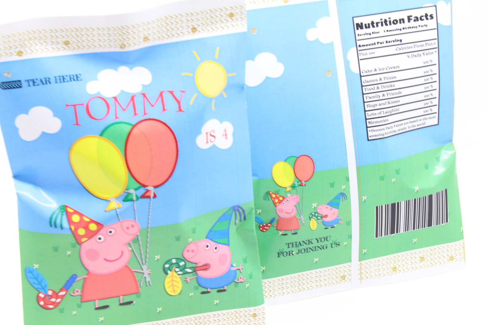Personalised treat bag crisp packet Peppa pig theme favour Etsy