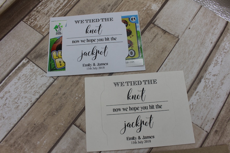 personalised wedding favour scratch card or lottery ticket