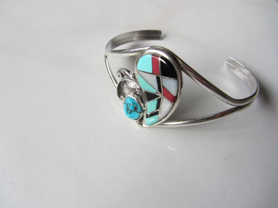 Gorgeous Native American Navajo Gaspeite Sterling Silver Link Bracelet Signed Ann Curley Gorgeous Native American Navajo Gaspeite Sterling Silver Link Bracelet Signed Ann Curley