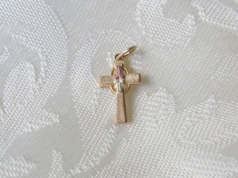 Coleman Co 10k Tri Color Black Hills Gold Cross Charm Or Small Pendant