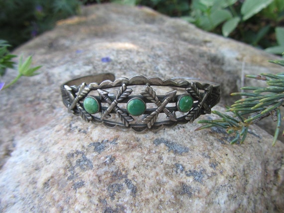 Fred Harvey Era Sterling Silver Turquoise and Cro… - image 1