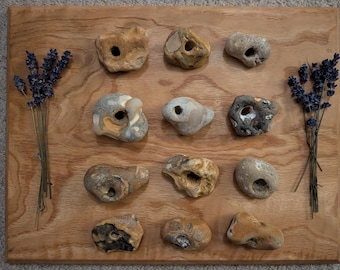 Hag stones, holey stones, adder stones, witches stones, magickal stone, flint, natural stone Large