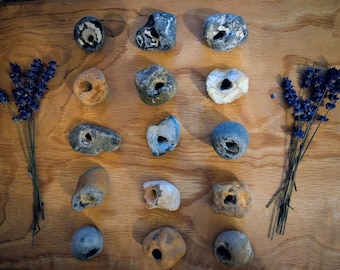 Hag stones, holey stones, adder stones, witches stones, magickal stone, flint, natural stone Medium