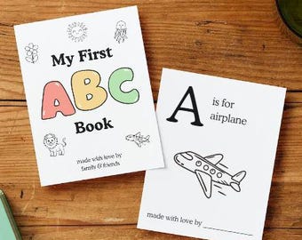 Baby's First ABC Coloring Book, Baby Shower Guest Book (Instant Download)