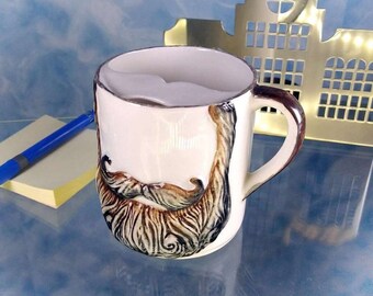 Moustache mug/Moustache cup/Porcelain handmade mug/Gift for man/Moustache cup of porcelain