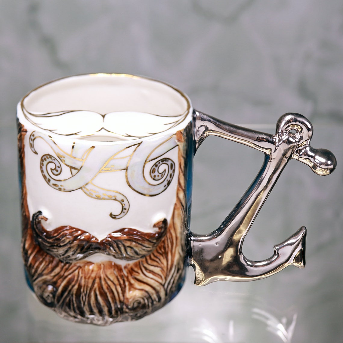 Moustache mug/Moustache cup/Porcelain handmade mug/Gift for Etsy