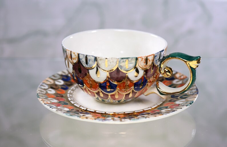 Ceramic Cup and Saucer Set Modern Handmade Cup with Saucer Etsy