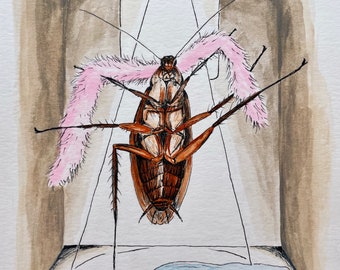 Miss Pam Etta Bug, cockroach watercolor