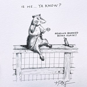 Florida Book Ban, wildlife art, opossum, rat, butterfly, nature drawing