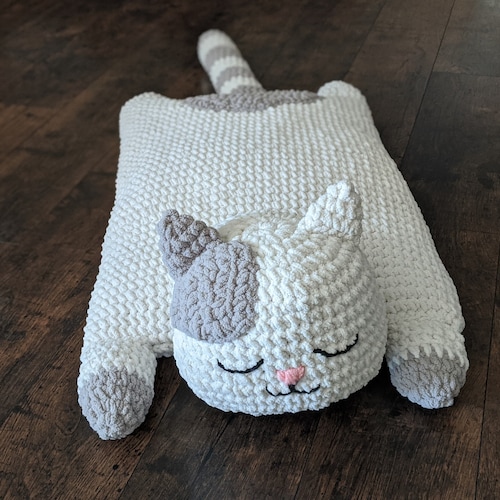 Sleepy Time Kitty Pillow Kitty Cat Pillow Pet Crochet Etsy
