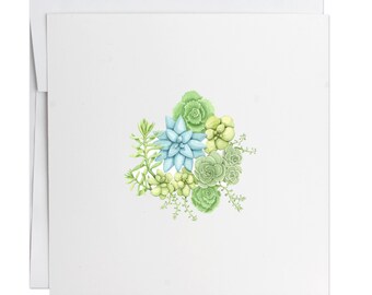 Sedum Greeting Card- Watercolors - Handmade Cards - Stationery - Gift Cards - Illustrated  - Envelope - Spring - Holiday - Mothers Day