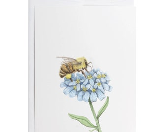 Honeybee Greeting Card | Minimalist stationery - watercolor design - Blank card - Honeybee lover - pollinator lover - botanical