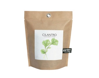 Cilantro Garden-in-a-Bag | Cilantro Grow Kit– Self Contained – Eco Friendly – Organic – Party Favors – Kitchen Herb - Indoor Garden