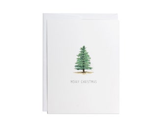 Merry Christmas Tree Greeting Card | Watercolors - Handmade Cards - Stationery - Gift Cards - Illustrated  - Envelope - Christmas - Holiday