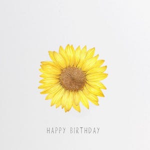 Joyeux anniversaire - Carte de voeux - Aquarelle - Papeterie - Cartes-cadeaux - Enveloppe assortie - Amateur de tournesol - Anniversaires d'été et d'automne