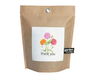 Thank You Garden In A Bag – Full Grow Kit – Hostess Gift – Hostess Gift - Gratitude - Apartment- Indoor Garden - Indoor Plant - Flower Gift