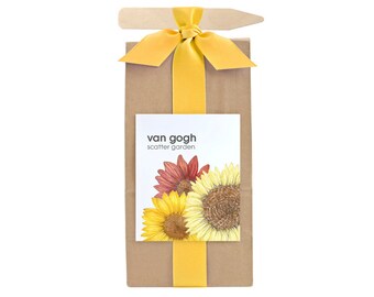 Van Gogh Sunflowers Scatter Garden – Garden –  Autumn Gift – Holiday – Teacher Gift – Hostess Gift – Outdoor Plant – Seed Grow Kit