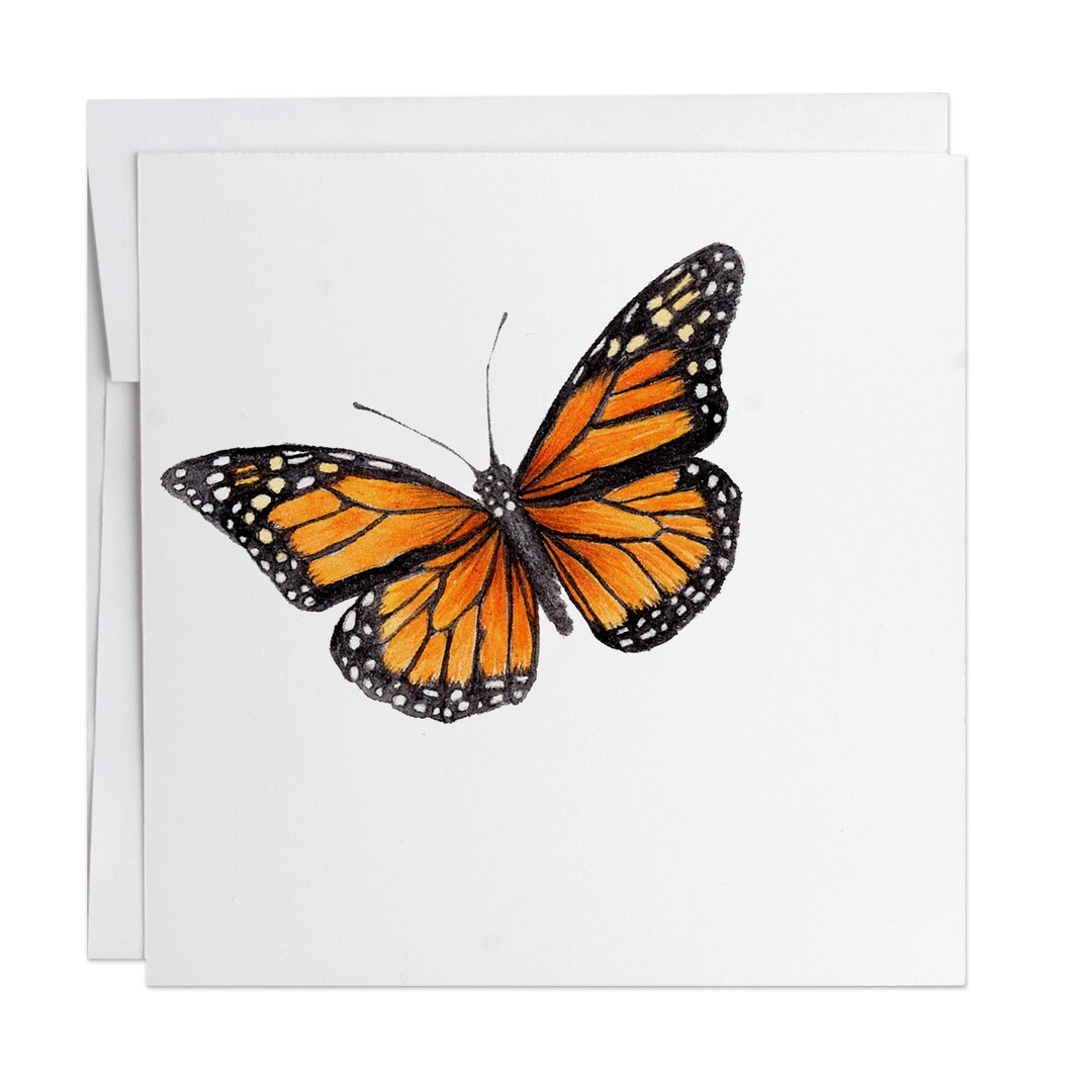 Butterfly Small Note Card | Monarch Watercolor Illustration - 3 X 3 ...