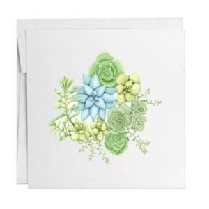Sedum Small Note Card- Aquarelles - Cartes faites à la main - Papeterie - Cartes-cadeaux - Illustré - Enveloppe - Printemps - Vacances - Fête des mères