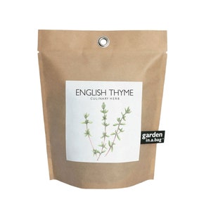 Thyme Garden in a Bag Self Contained Grow Kit Eco Friendly Herb Garden Kit Employee Gift Mothers Day Kitchen Herb Indoor Plant image 1