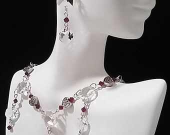 MORE COLORS AVAILABLE-Chandelier Crystal Set with Heart-shaped Cletic Knots