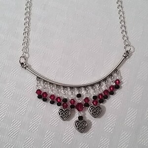 Ruby Celtic Knot Bib Necklace and Earrings Set image 2