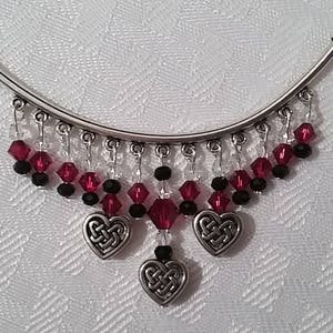 Ruby Celtic Knot Bib Necklace and Earrings Set image 1