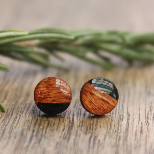 Black and Brown Stud Earrings- Wooden Earrings - Laser cut earrings - Wooden Earrings - Minimalist Studs - Unisex Earrings - Men's Earrings