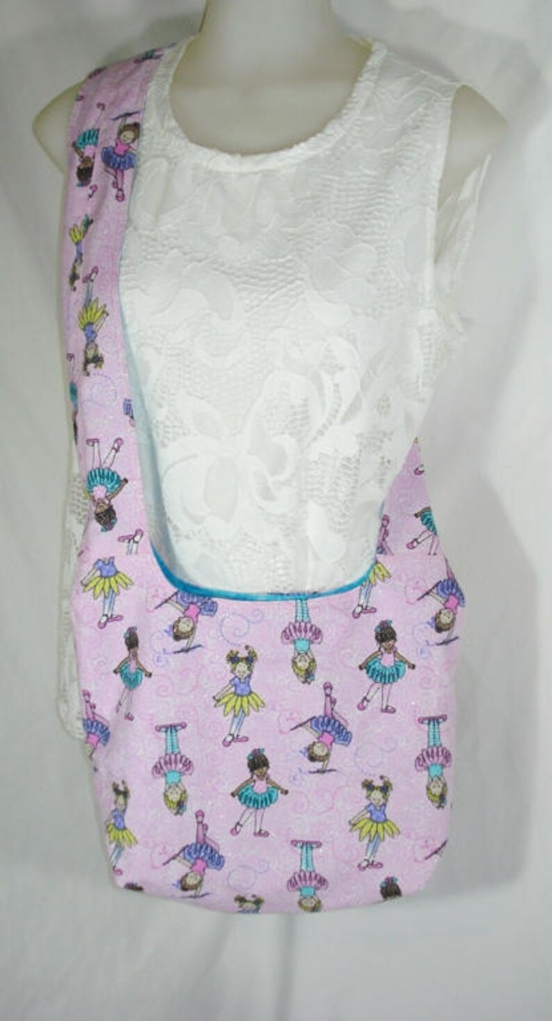 HOBO Over the Shoulder TOTE BAG Ballet Girls on sparkly pink background fabric