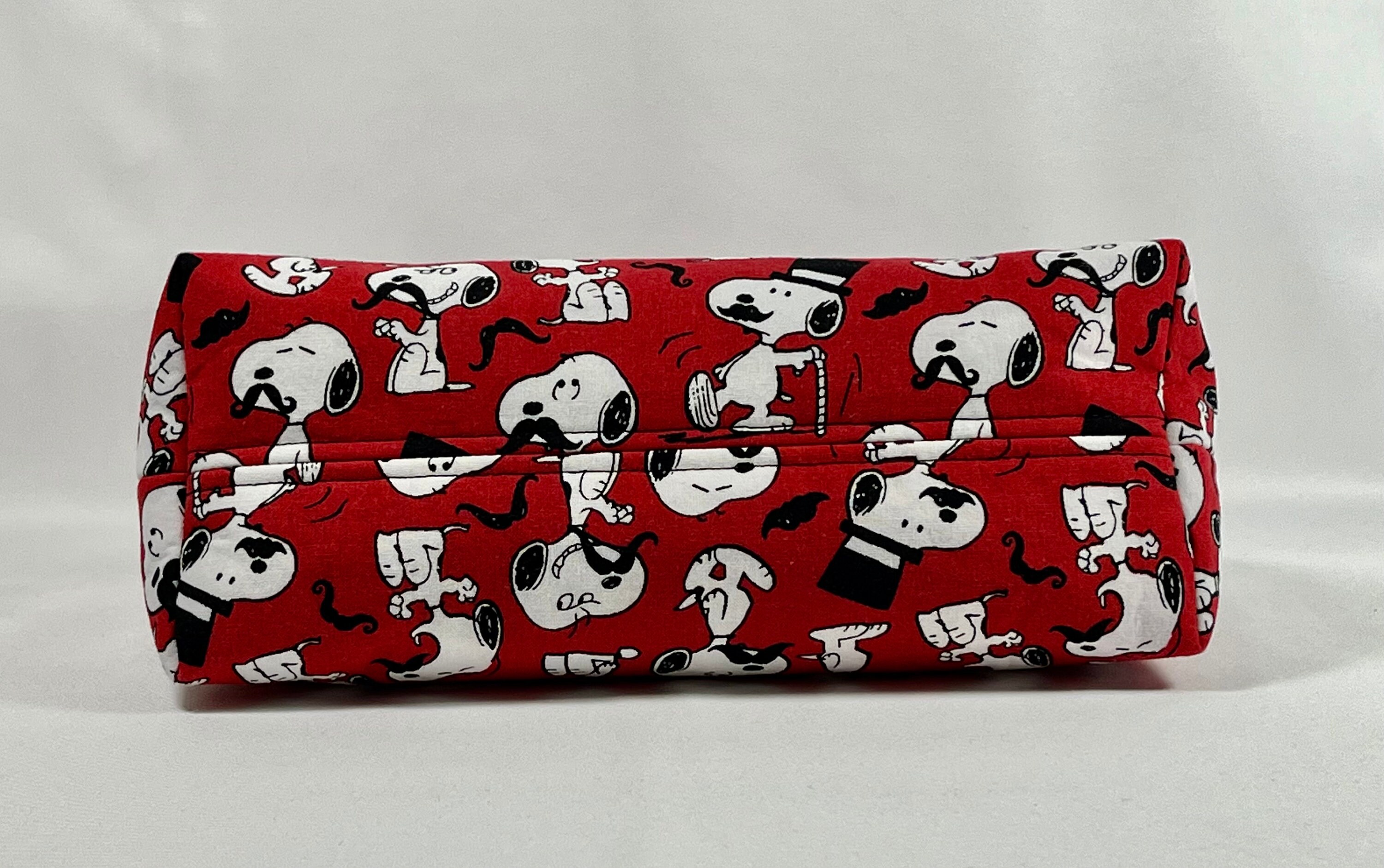 Snoopy's Mustache on Red cotton fabric Cosmetic Bag