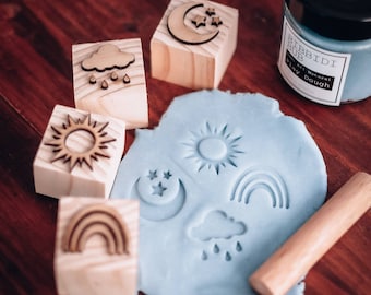Australian handmade play dough stamps - 4 x Sky