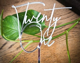 Twenty First | 21st cake topper | Wood | Acrylic