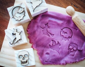 Australian handmade play dough stamps - 4 x Spooky