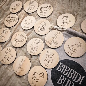 Wooden Memory Game Animals and Their Young - Etsy Australia