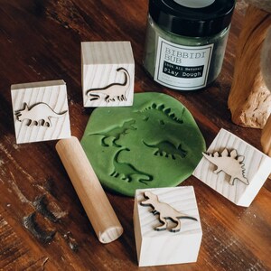 Australian handmade play dough stamps - 4 x Dinosaurs