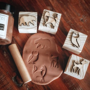 Australian handmade play dough stamps - 4 x Woodland Animals