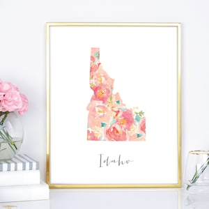 Idaho Watercolor Flower State - 8x10 print - 16x20 Printable Wall Art