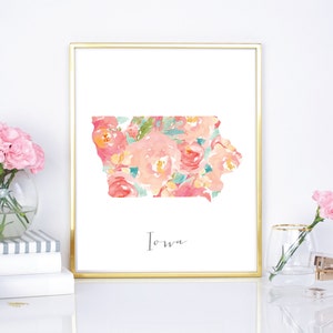 Iowa Aquarell Blumendruck (Digital Download)