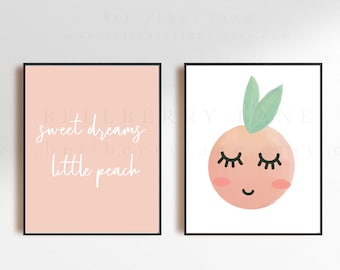 Sweet Dreams Little One, Peach Nursery Decor, Peach Decor, Peach Wall art, Peach Print, just peachy, peach printable, sweet peach, peaches