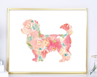 Maltipoo Watercolor Floral Art Print: Dog Lover Gift (Digital Download)