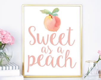 Sweet as a Peach Print: Watercolor Nursery Wall Art (Digital Download)
