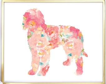 Goldendoodle Dog Mom Gift, Floral Watercolor Printable