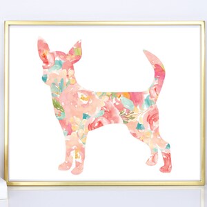 Floral Chihuahua Print: Watercolor Dog Portrait (Digital Download)