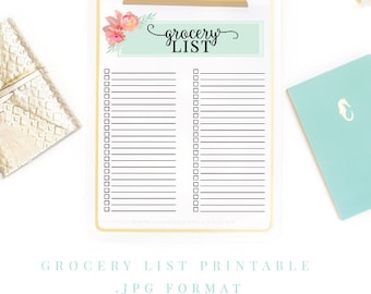 Grocery List Printable - Digital Download - shopping list printable - productivity printable - home printable - organization printable