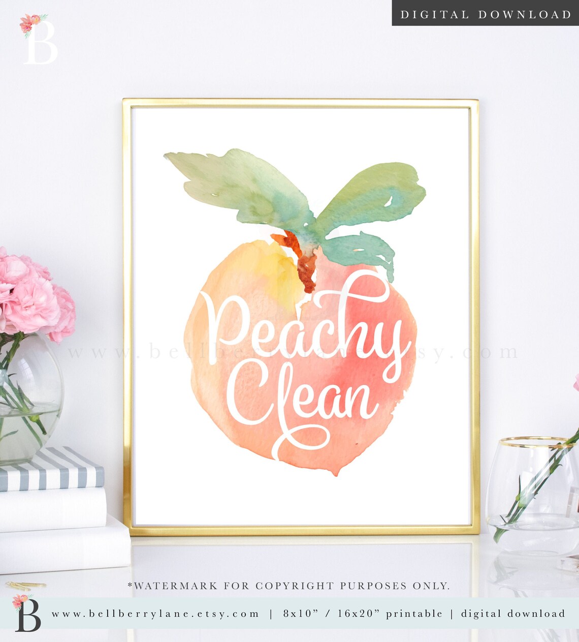Set of 3 Peachy Clean Peach Printable Watercolor Peach | Etsy