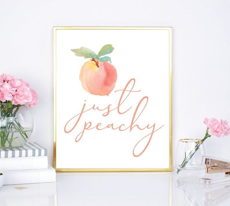 Download Just Peachy printable Watercolor peach print Sweet as a | Etsy