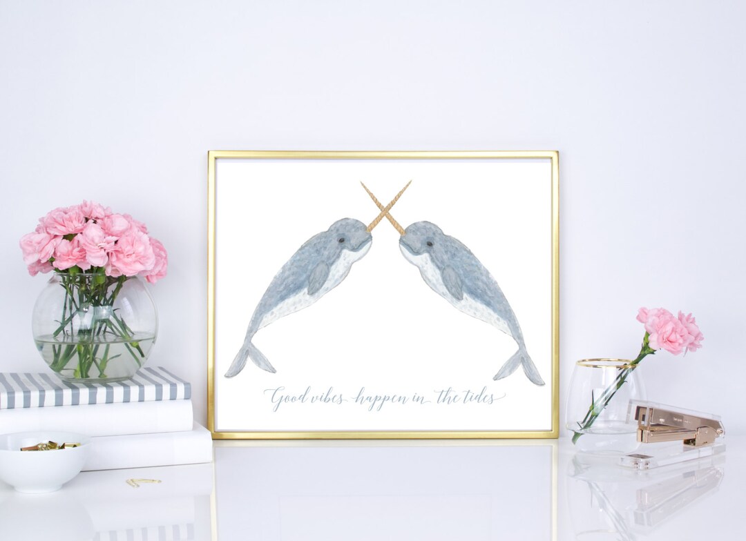 Watercolor Narwhal 8x10 Print, Ocean Print, Nursery Print, Modern Wall ...